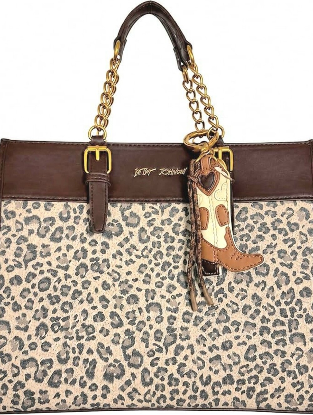 Betsey Johnson Western Leopard Print Tote Handbag